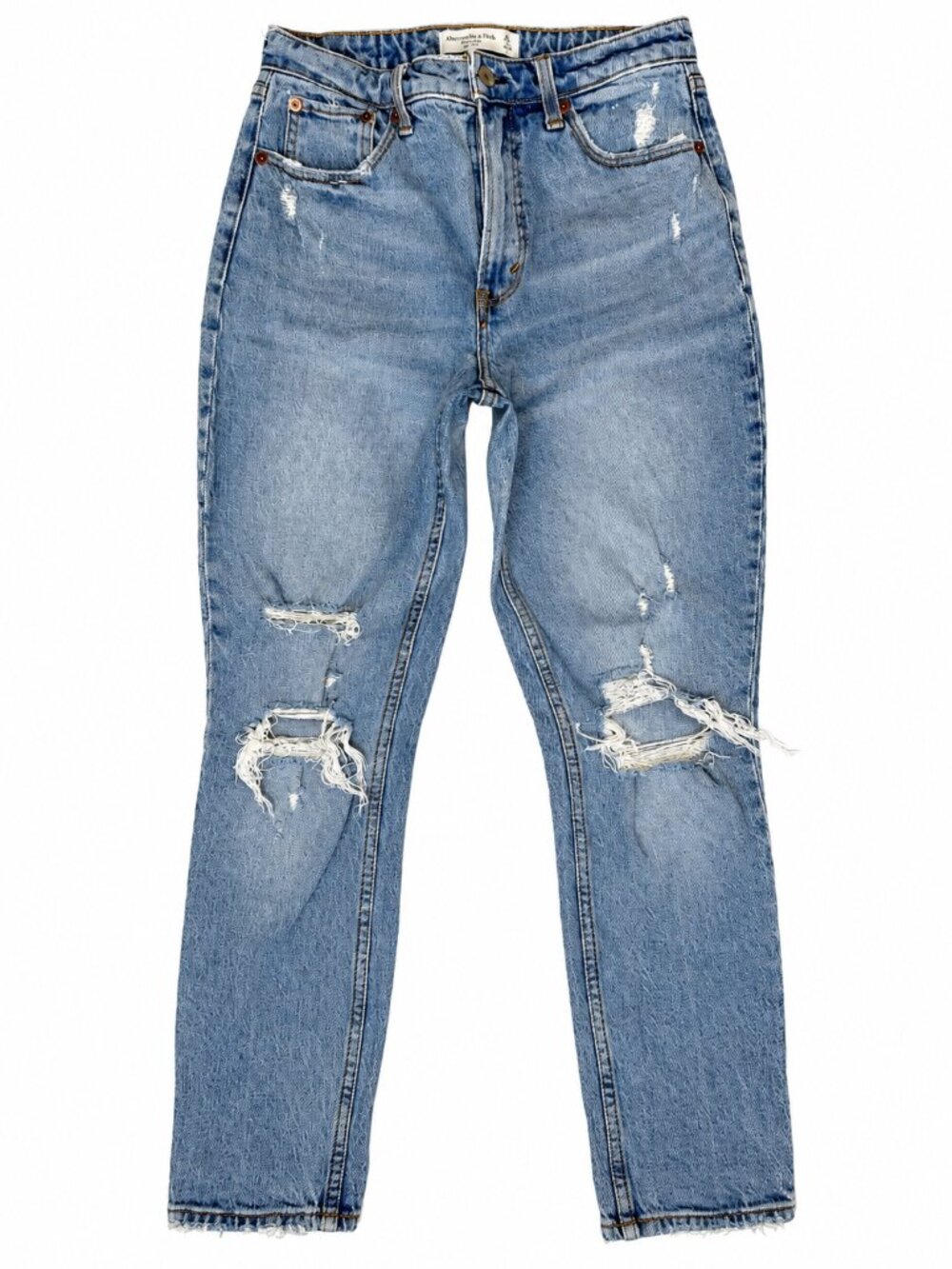 Abercrombie & Fitch The Skinny High Rise Jeans Size 27 Distressed Light Wash